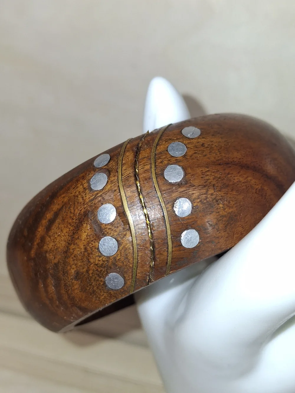 Wooden Brown Inlay Cuff Bracelet